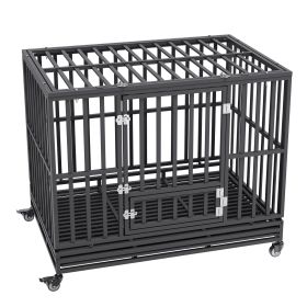 VEVOR 47 Inch Heavy Duty Dog Crate, Indestructible Dog Crate, 3-Door Heavy Duty Dog Kennel for Medium to Large Dogs with Lockable Wheels and Removable VEVOR 47 Inch Heavy Duty Dog Crate, Indestructible Dog Crate, 3-Door Heavy Duty Dog Kennel for Medium to Large Dogs with Lockable Wheels and Removable
